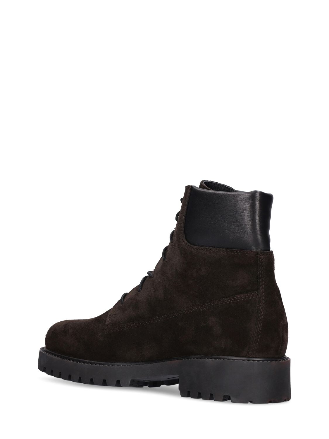 Shop Totême 20mm The Husky Suede Hiking Boots In Dark Brown