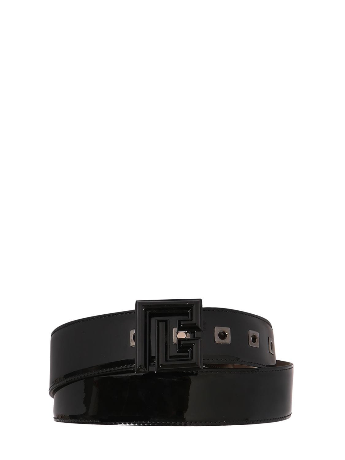 Balmain 35mm Patent Leather Belt In Noir