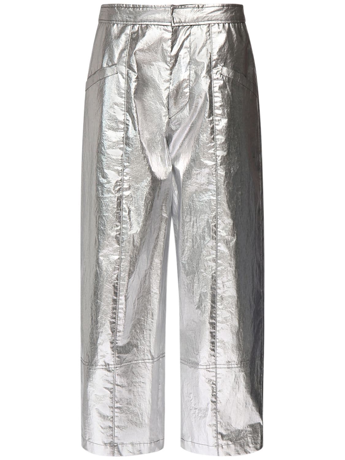 Image of Aude Metallic Coated Cotton Pants