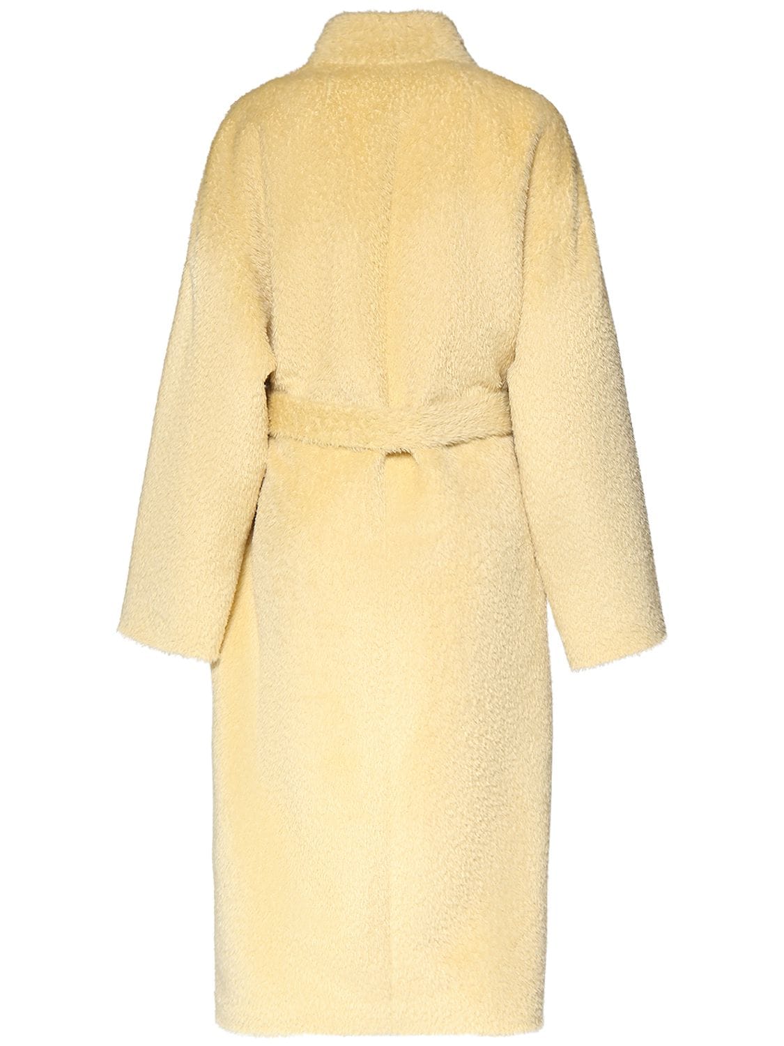 Shop Isabel Marant Caliste Self-tie Alpaca Blend Long Coat In Light Yellow