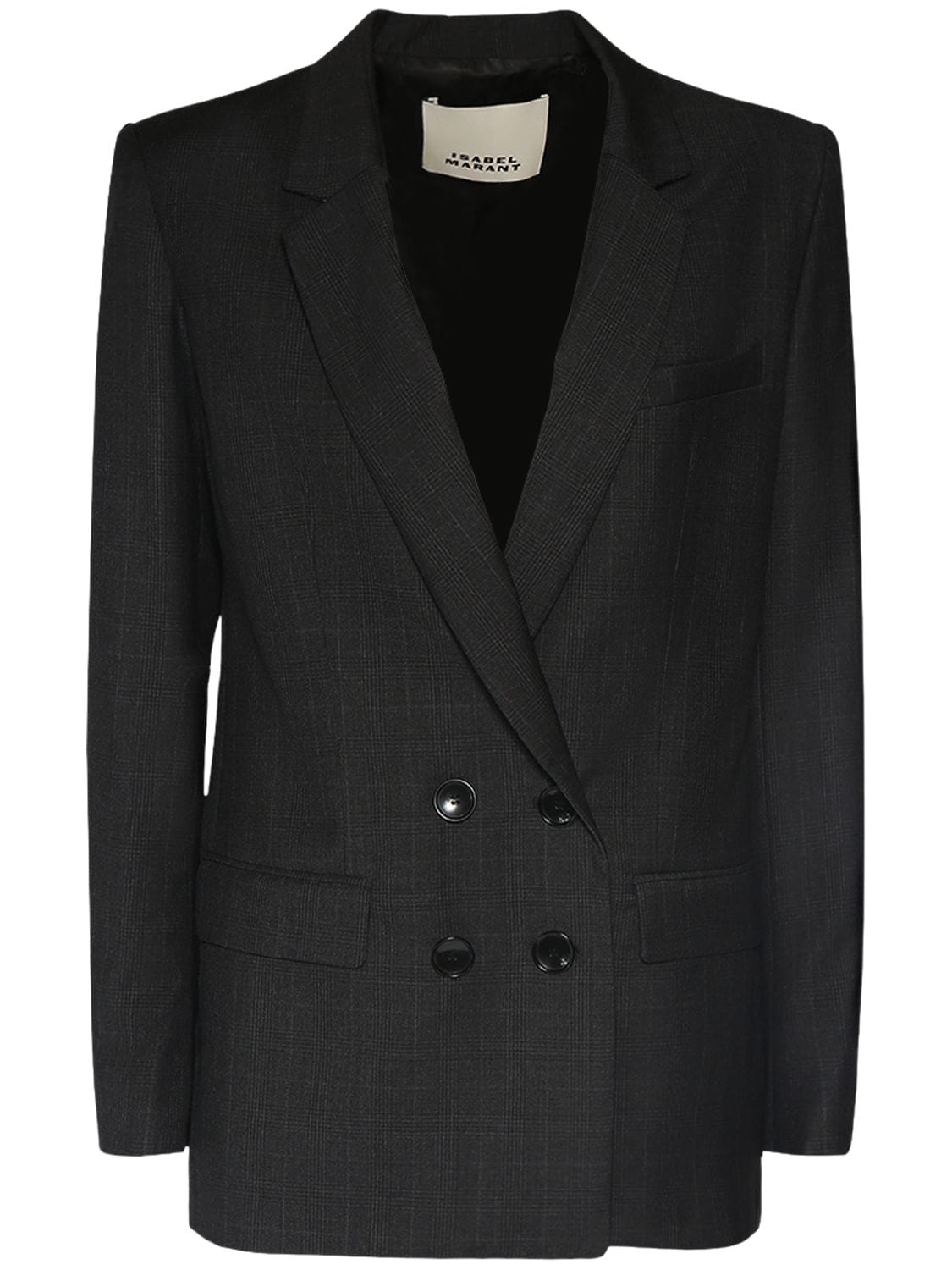 Isabel Marant Manelle Double Breasted Wool Blazer In Grey