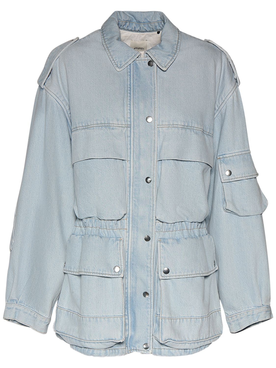 Shop Isabel Marant Elize Cotton Jacket W/ Patch Pockets In Blue