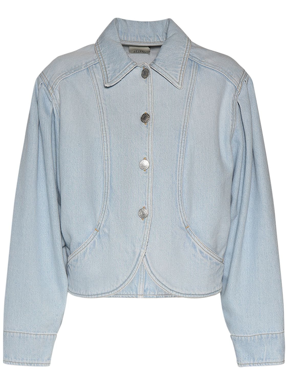 Shop Isabel Marant Valette Buttoned Cotton Jacket In Light Blue