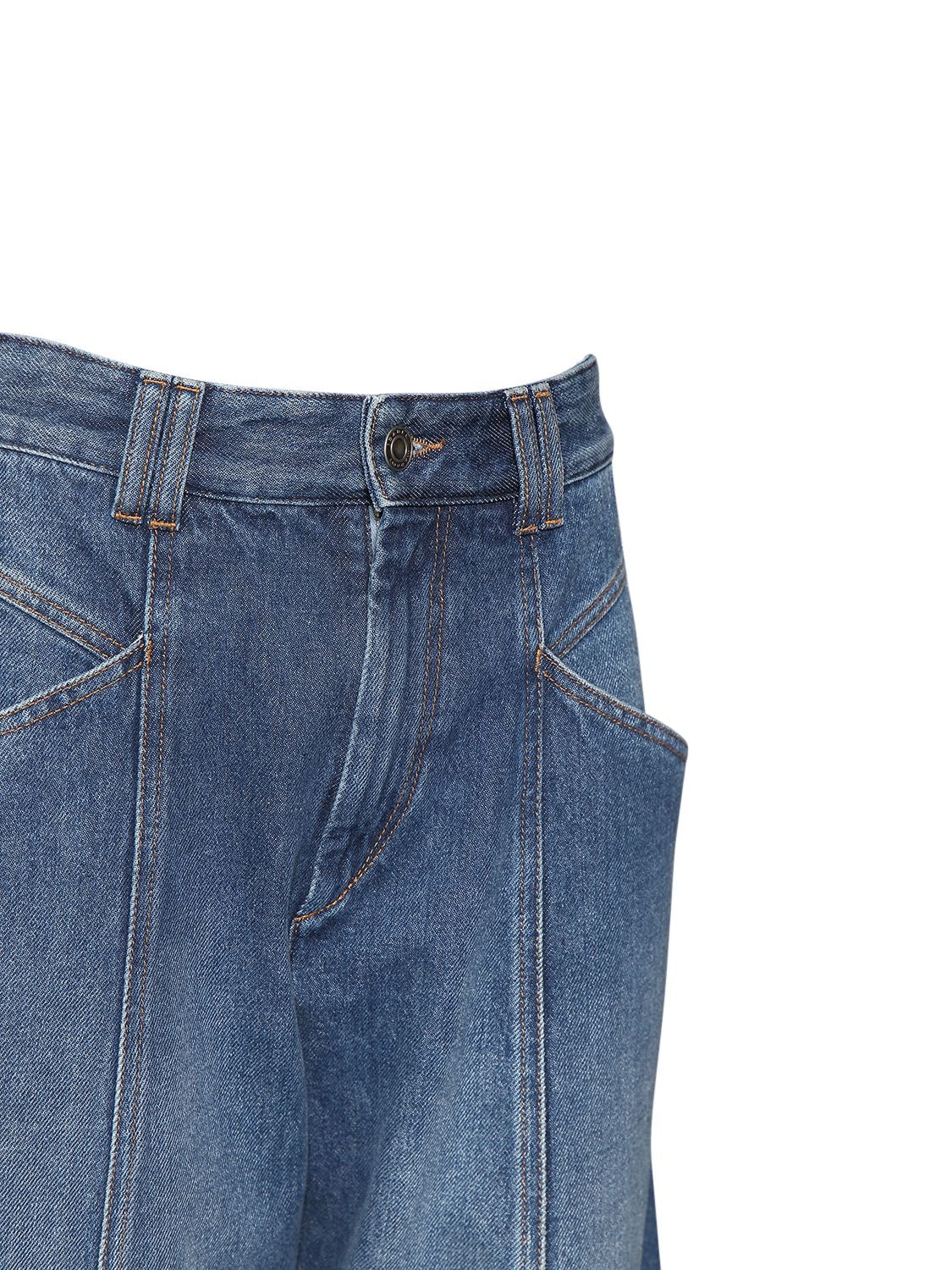 Shop Isabel Marant Vetan Faded Cotton Denim Straight Jeans In Blue
