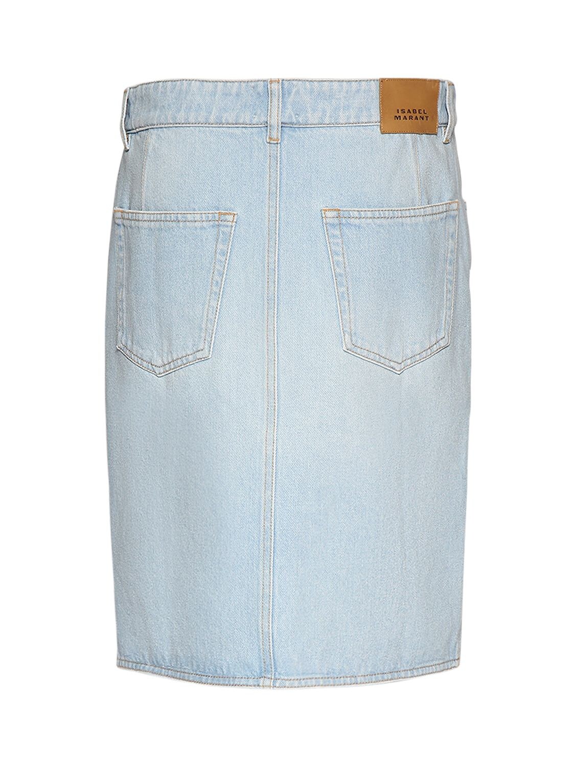 Shop Isabel Marant Vaila Stonewashed Cotton Denim Skirt In Light Blue