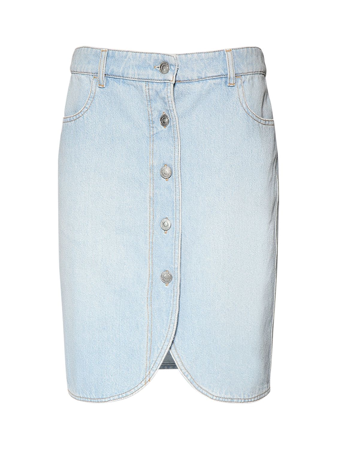 Isabel Marant Vaila Stonewashed Cotton Denim Skirt In Light Blue