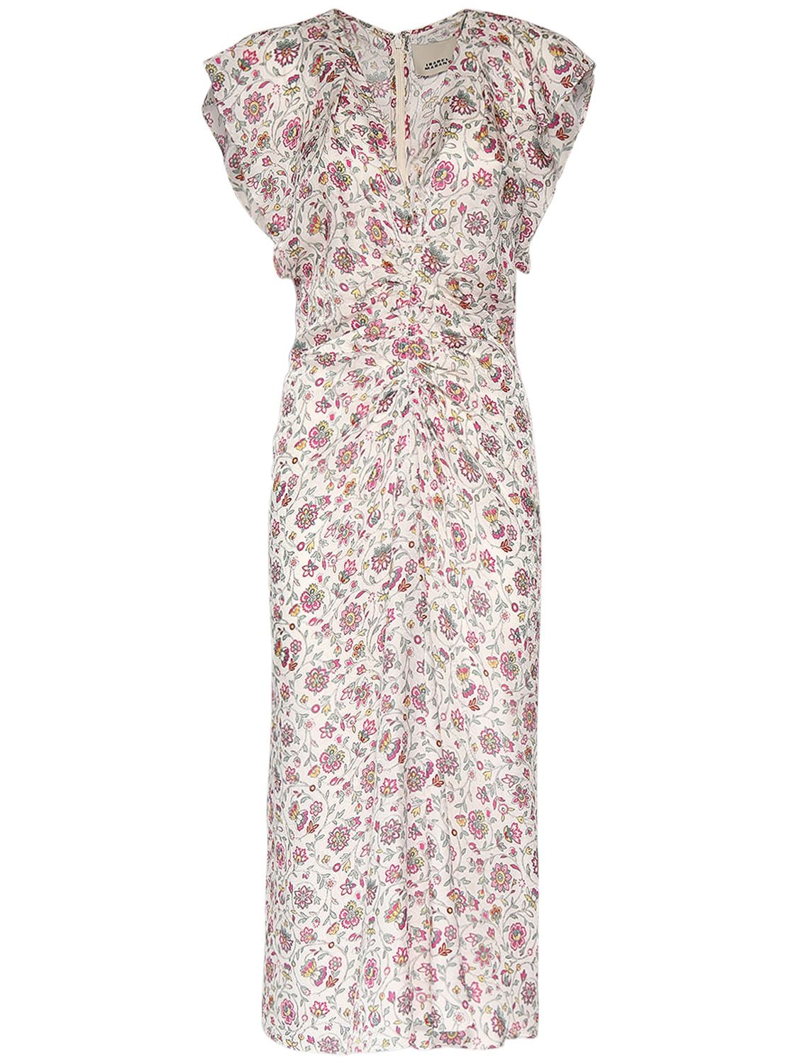 Image of Lyndsay Floral Silk & Viscose Midi Dress