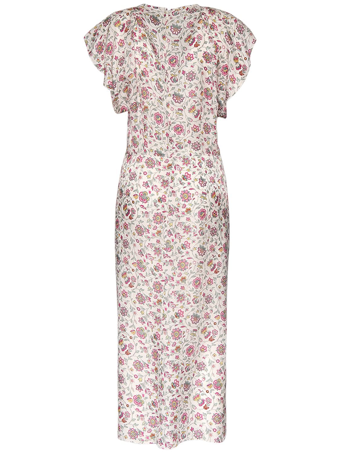 Shop Isabel Marant Lyndsay Floral Silk & Viscose Midi Dress In White