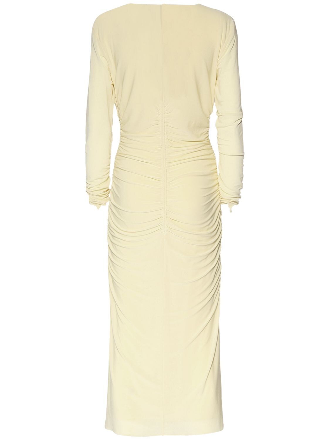 Shop Isabel Marant Laly Long Sleeve Viscose Maxi Dress In Light Yellow