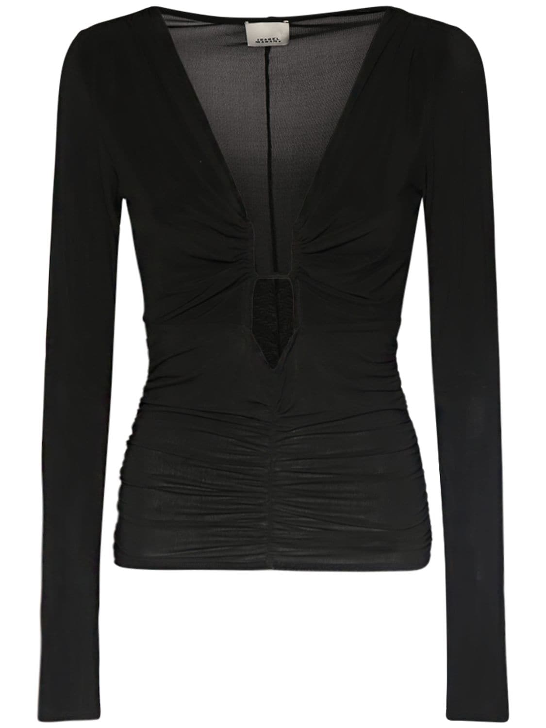 Shop Isabel Marant Laura Long Sleeve Viscose Top In Black