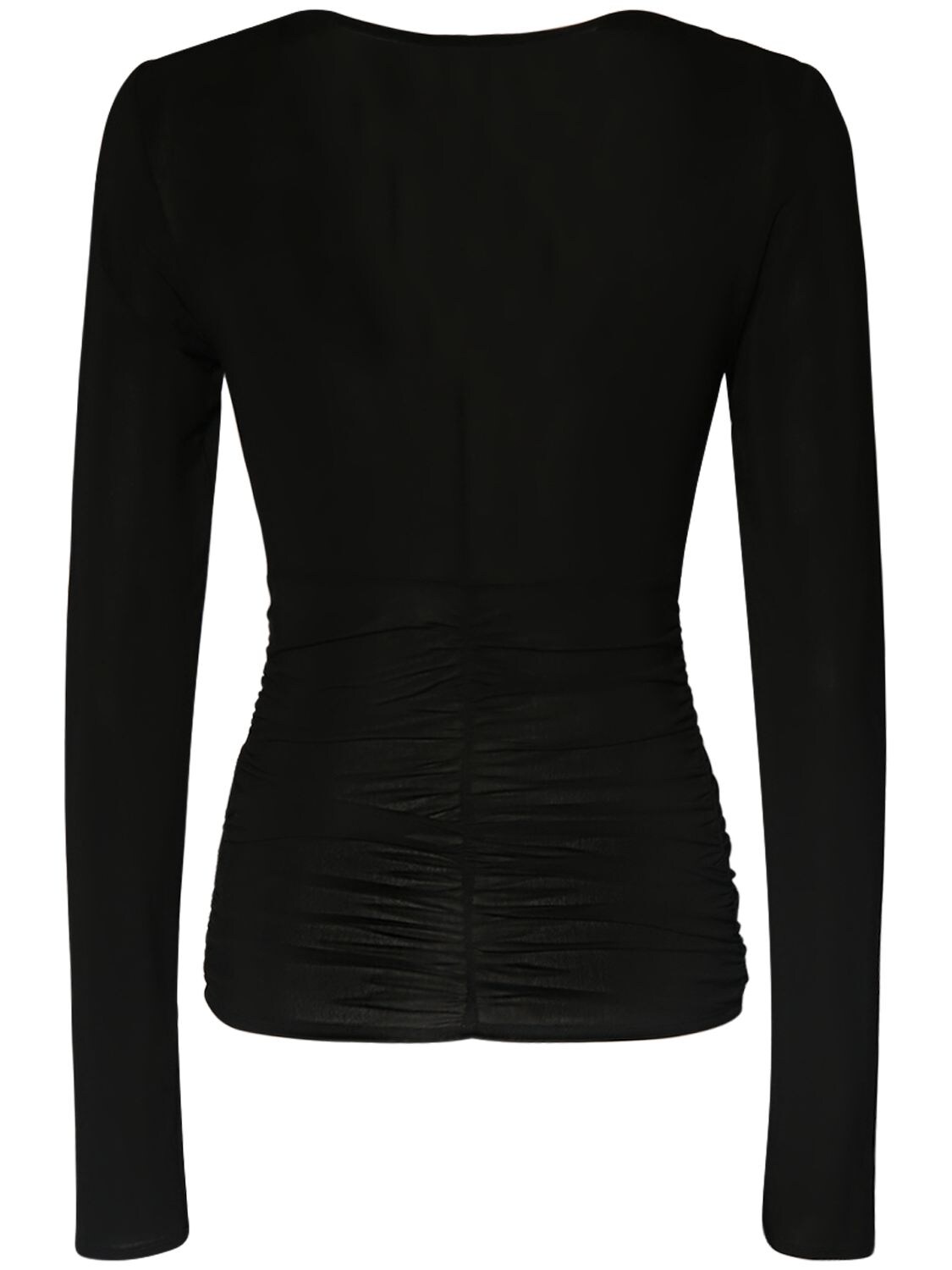 Shop Isabel Marant Laura Long Sleeve Viscose Top In Black