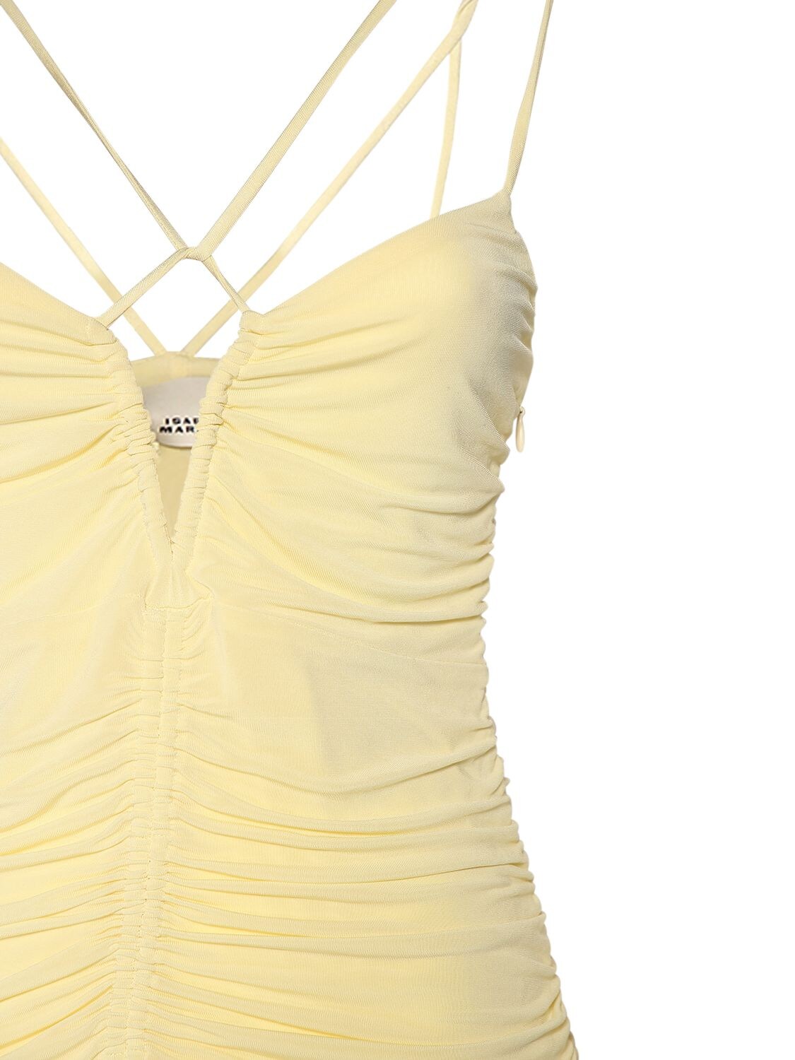 Shop Isabel Marant Leila Spaghetti Strap Viscose Top In Light Yellow