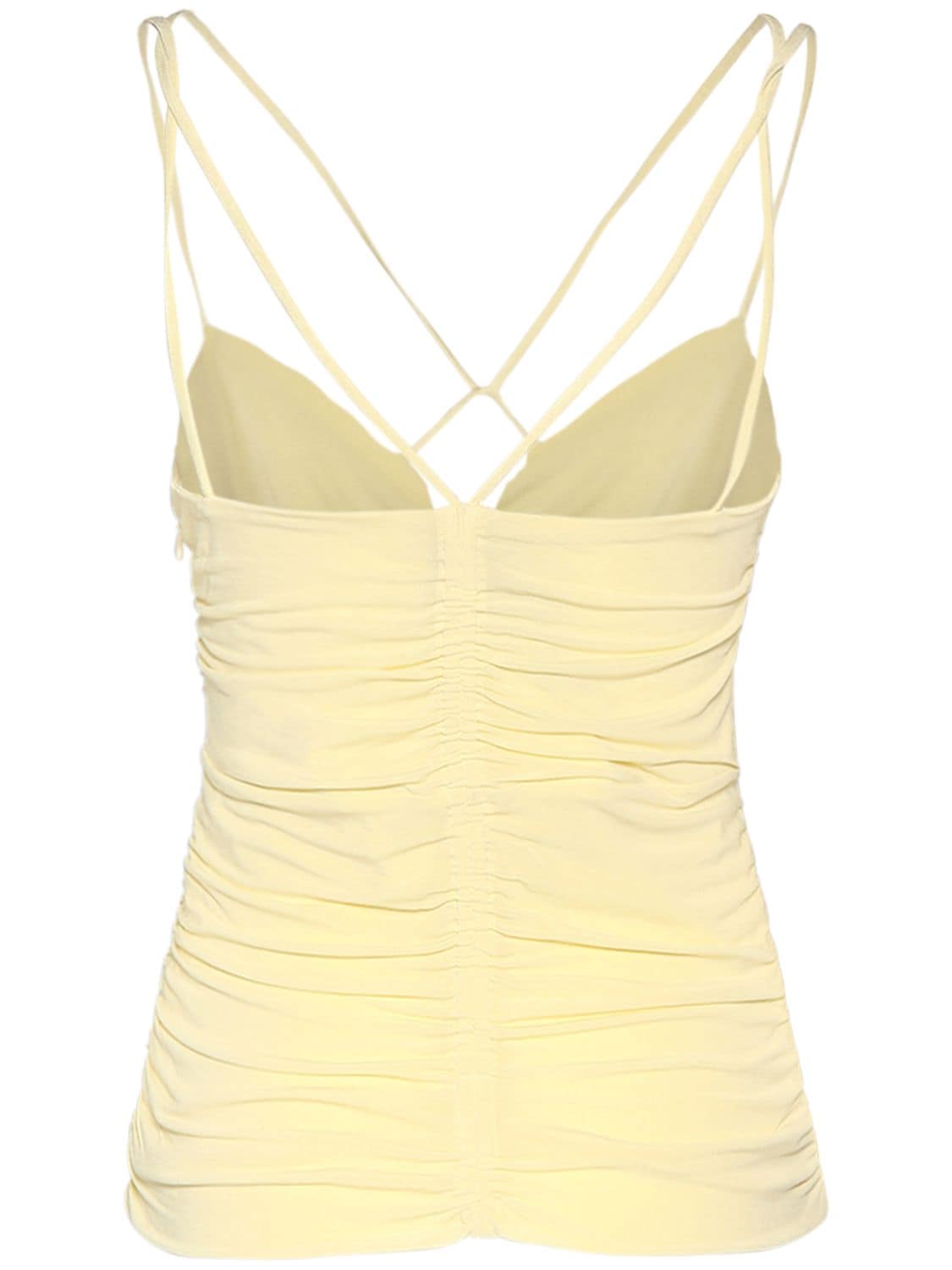 Shop Isabel Marant Leila Spaghetti Strap Viscose Top In Light Yellow