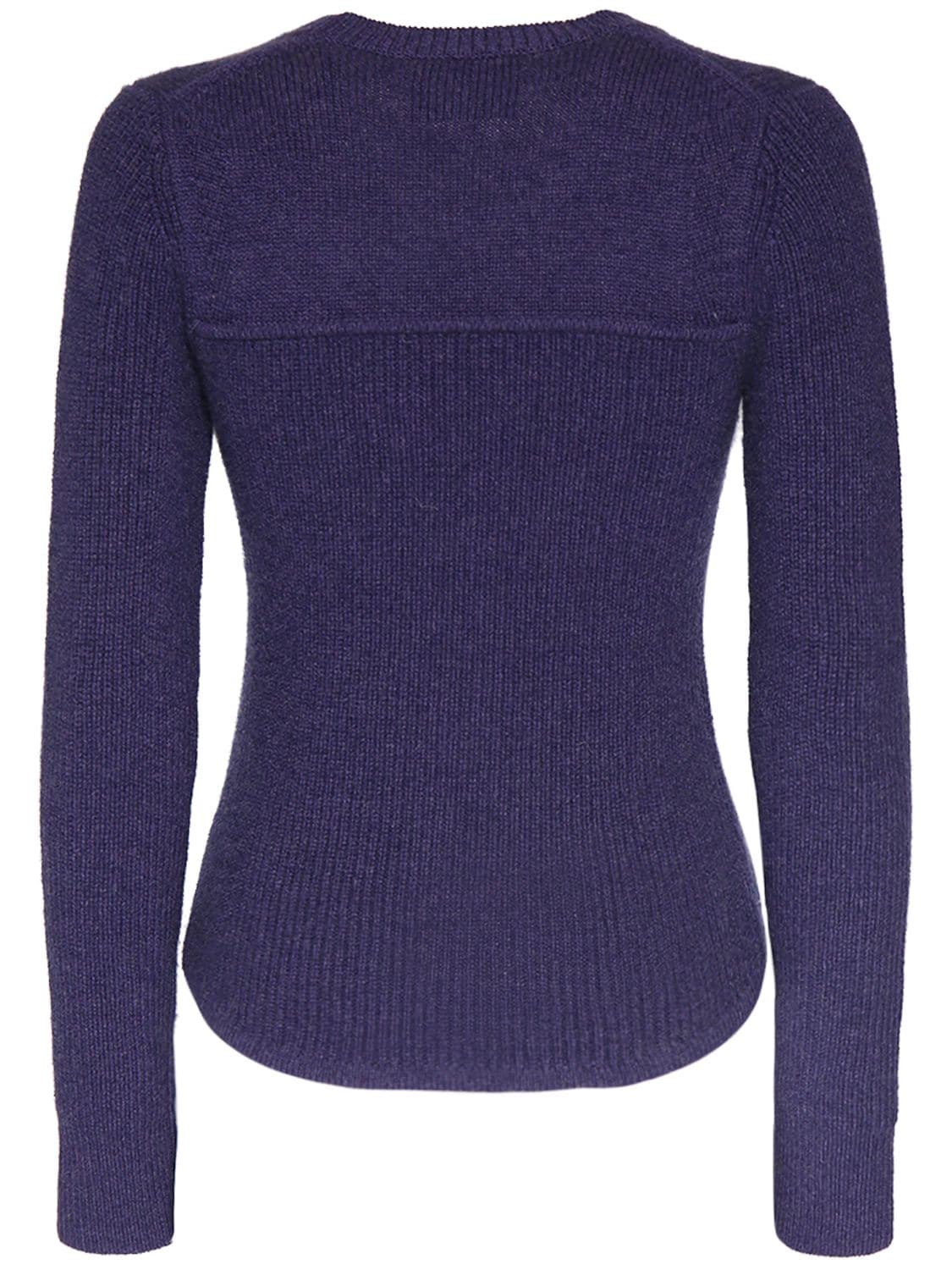 Shop Isabel Marant Brumea Ribbed Wool Blend Top In Purple