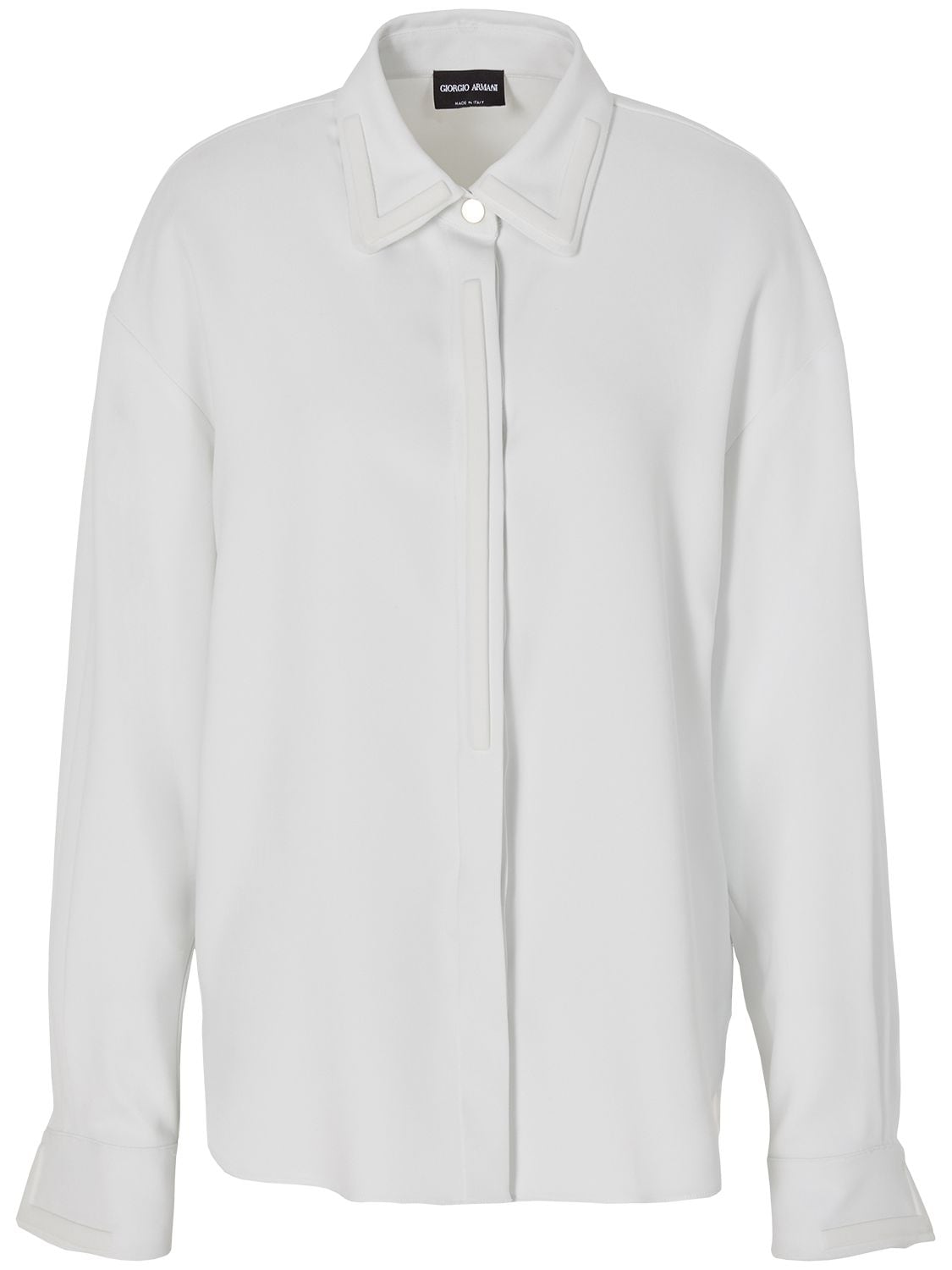 Giorgio Armani 尖领粘胶纤维卡迪衬衫 In White