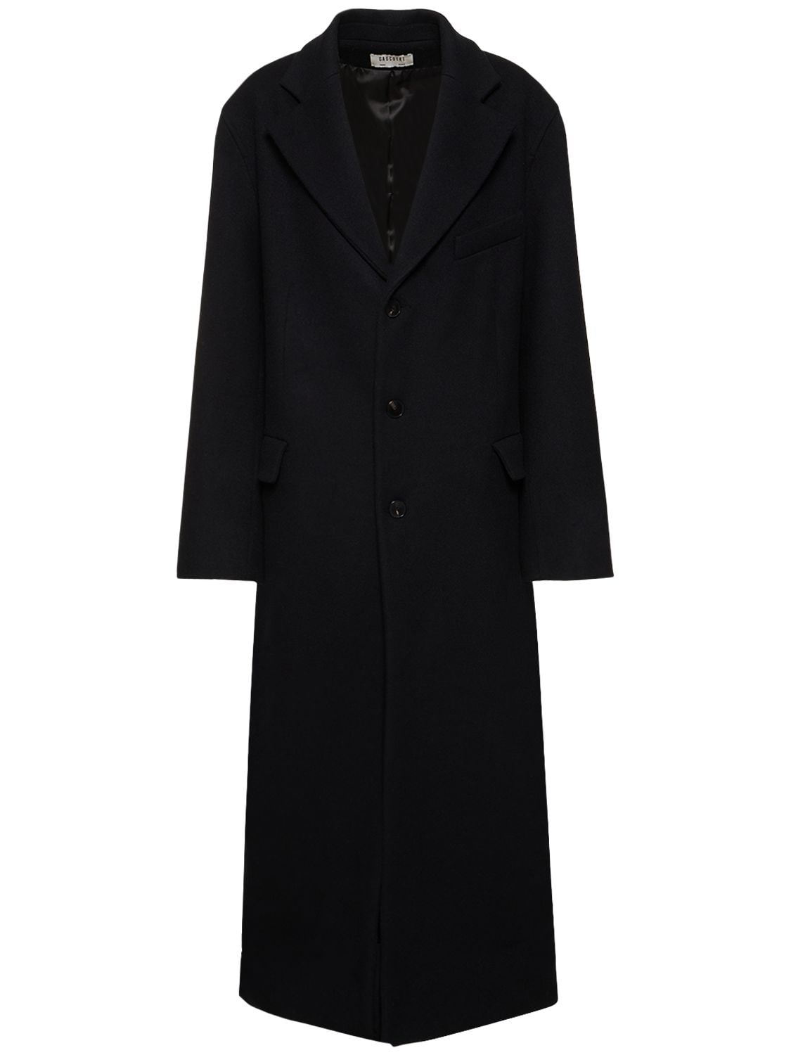 Gauchère Single Breast Wool Twill Long Coat In Black