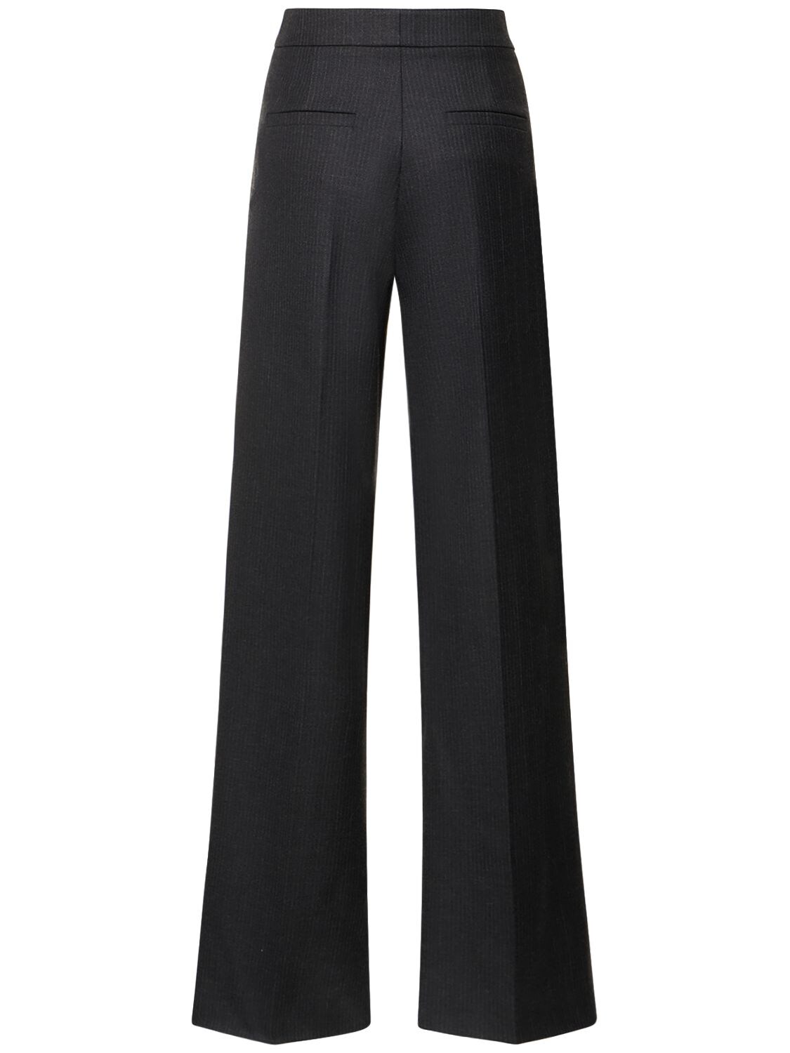 Shop Gauchère Cutout Wool Pinstripe Straight Pants In Grey