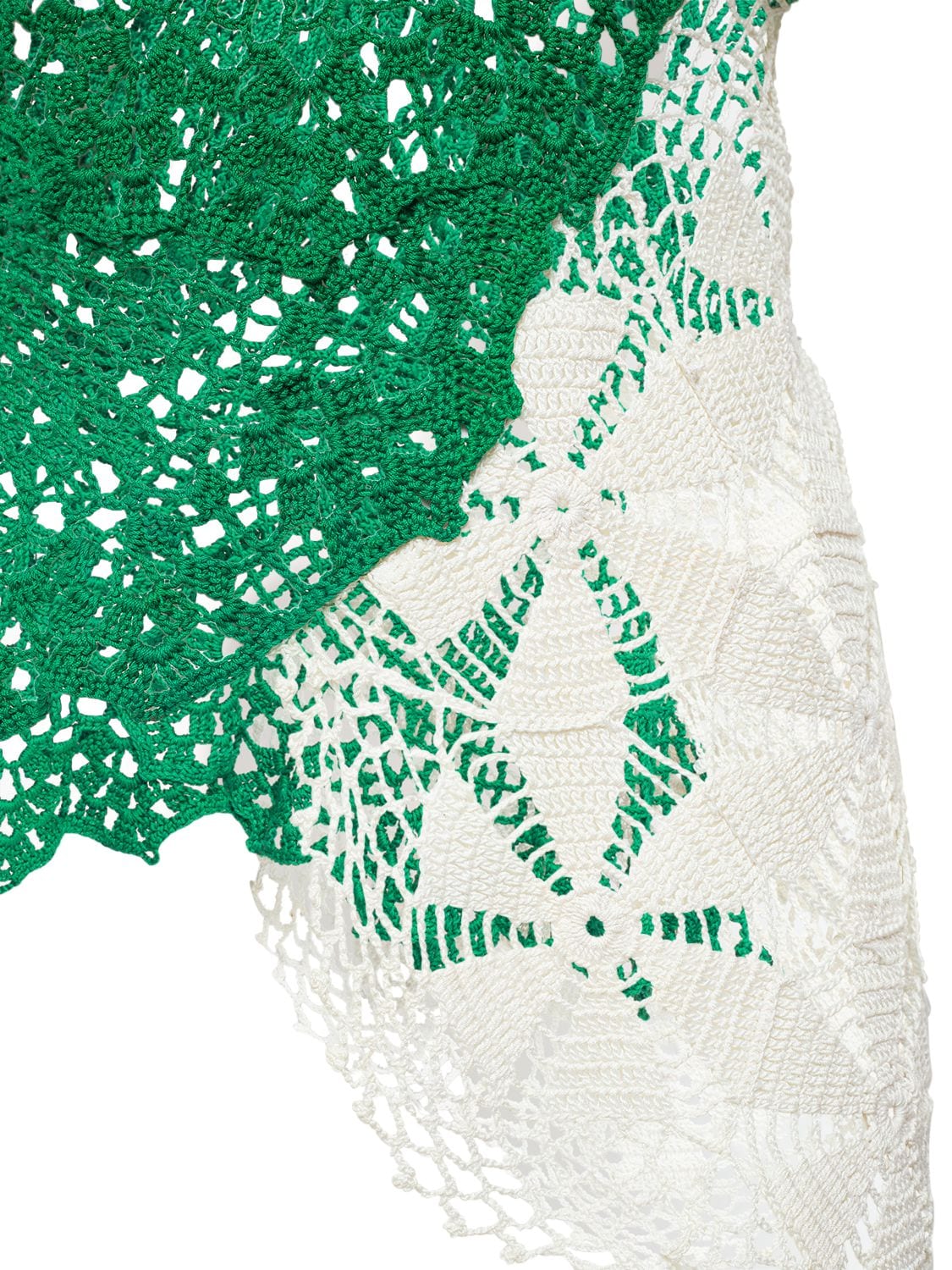 Shop The Row Christa Patchwork Crocheted Cotton Top In Green,white