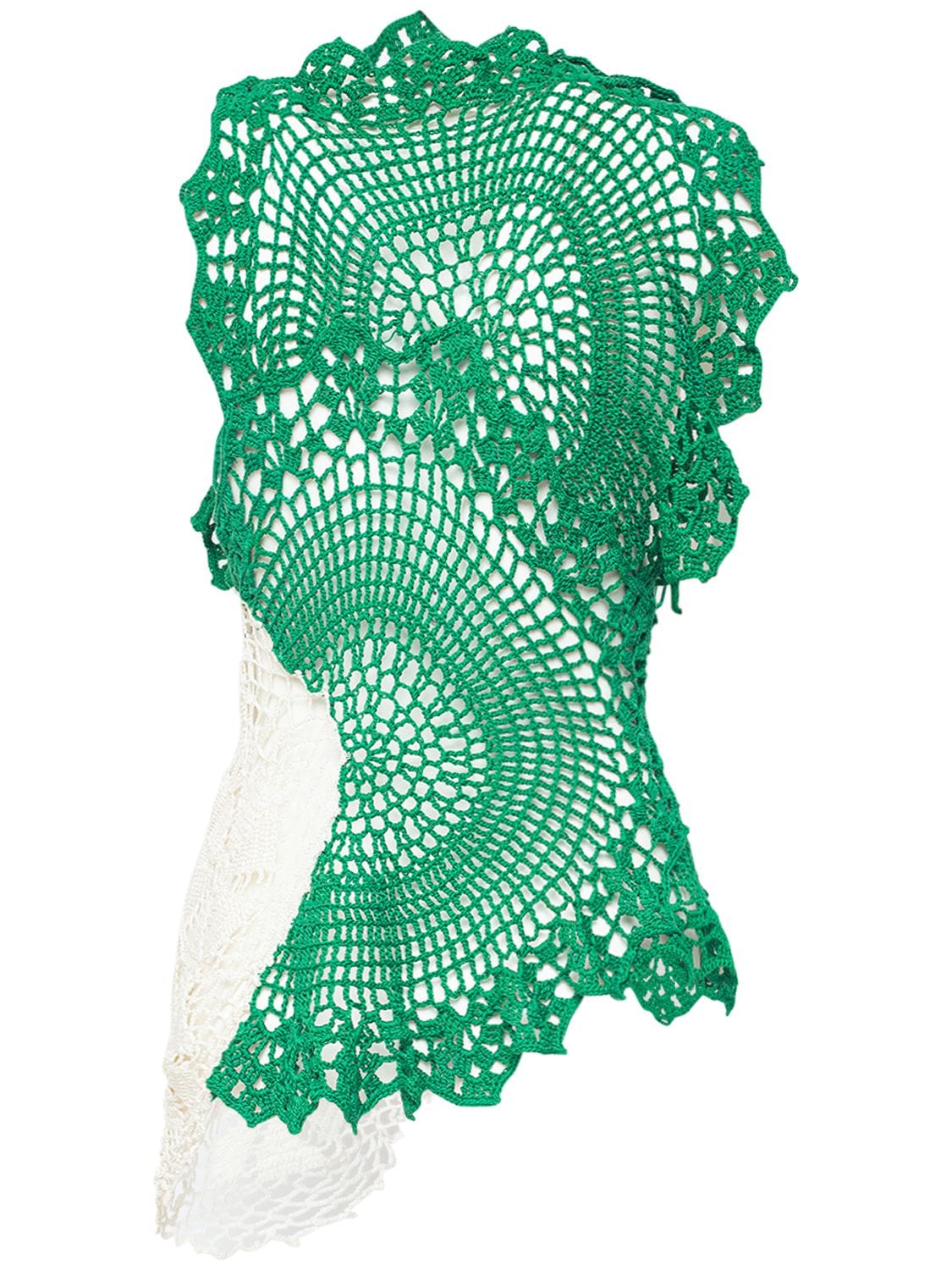 Shop The Row Christa Patchwork Crocheted Cotton Top In Green,white