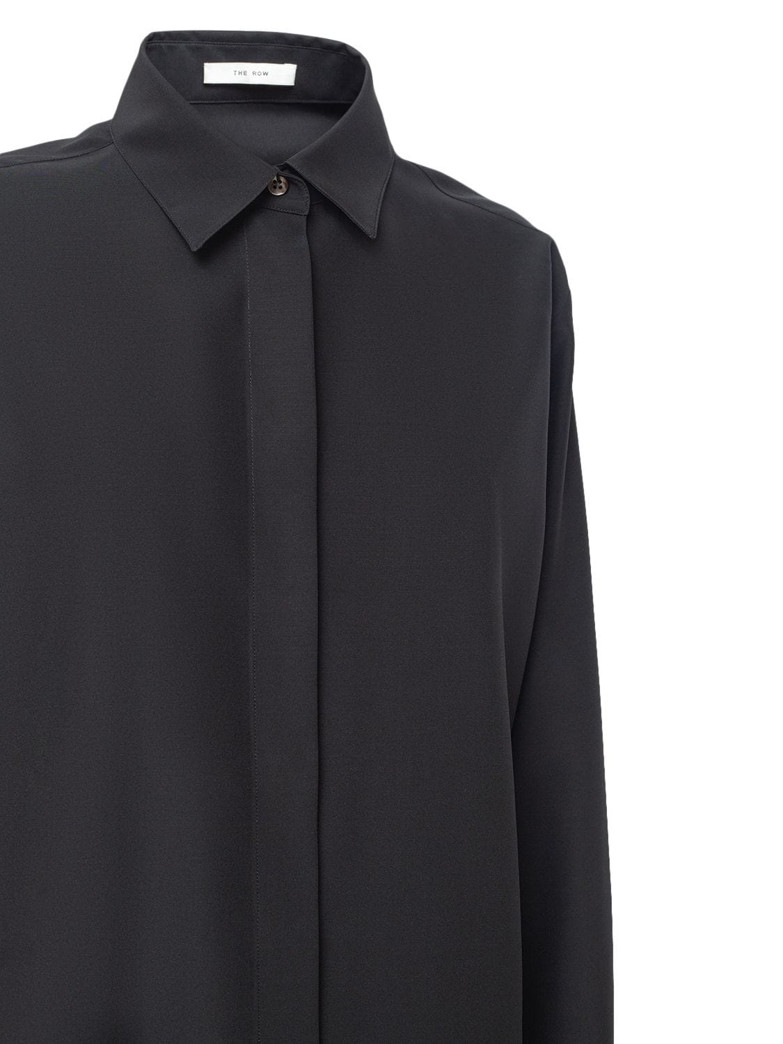 The Row Sisella Wool-blend Button-front Shirt In Black
