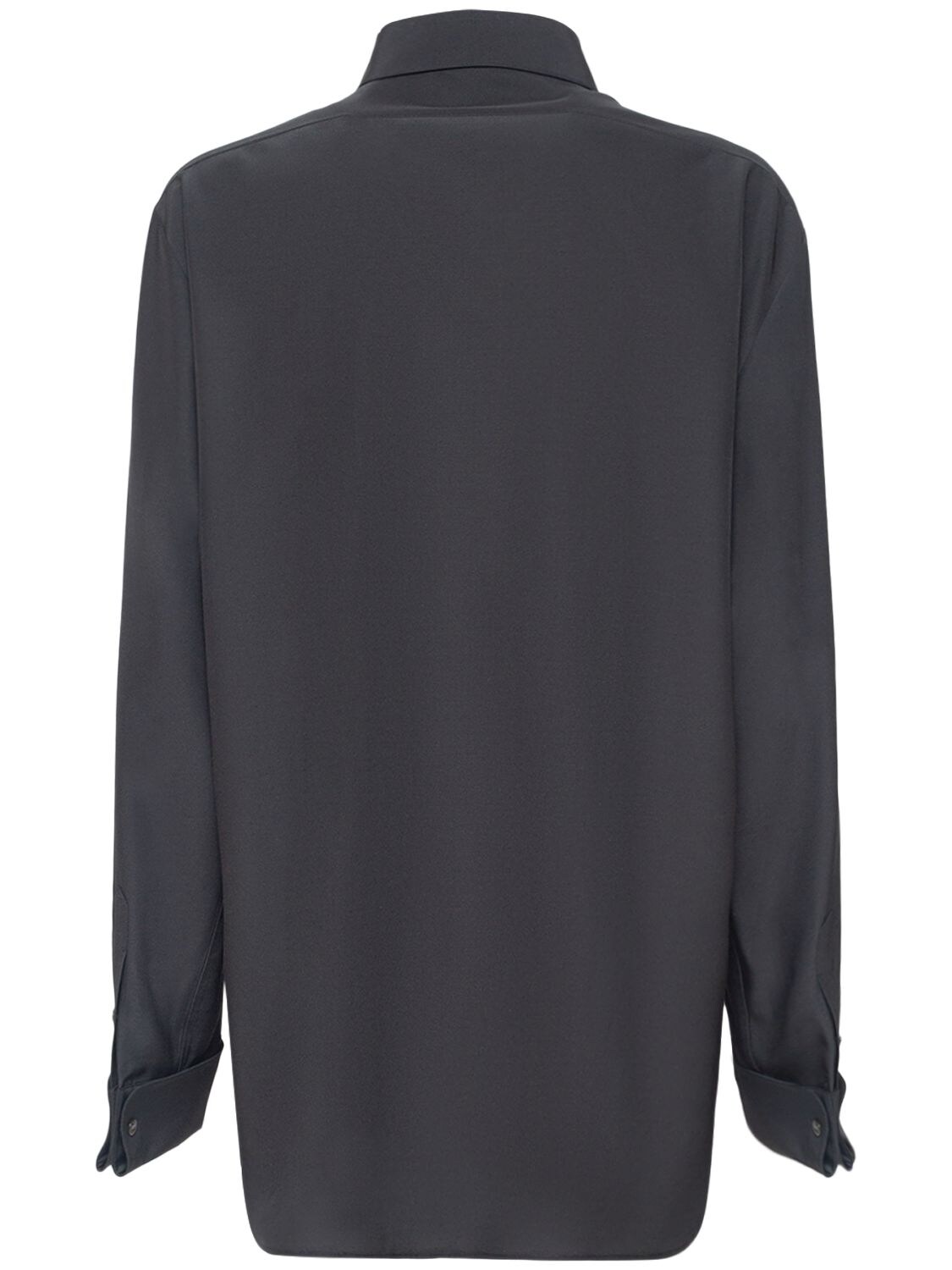 The Row Sisella Wool-blend Button-front Shirt In Black