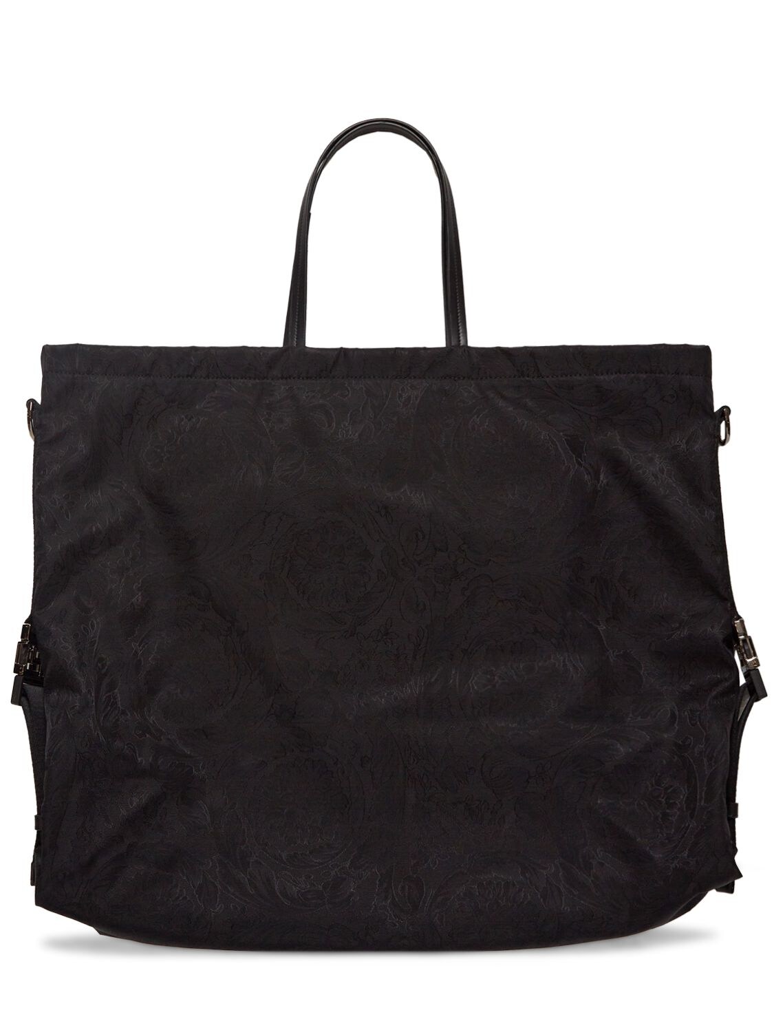Shop Versace Barocco Nylon Tote Bag In Black