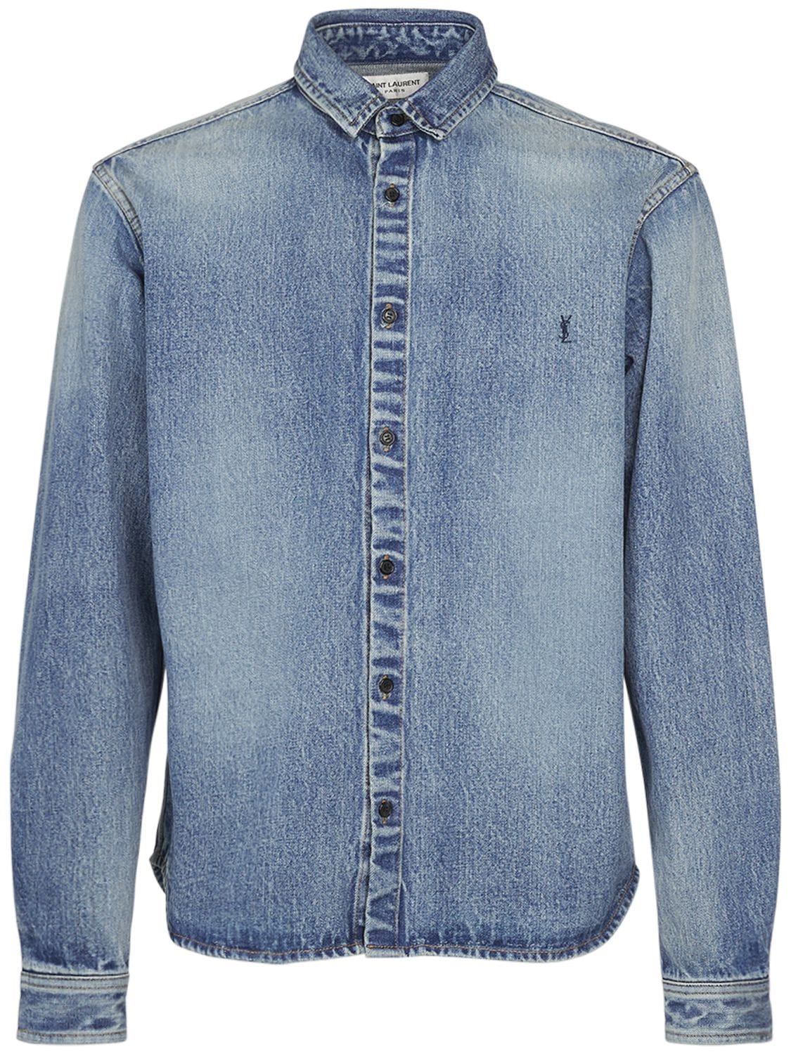 Shop Saint Laurent Relaxed Cotton Denim Shirt In Blue