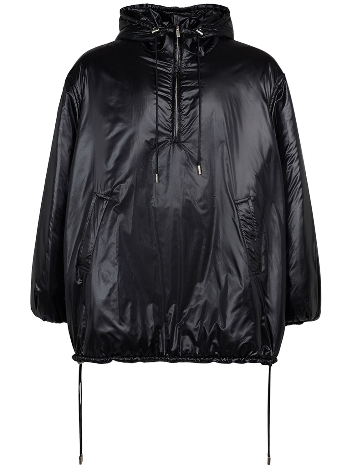 Saint Laurent Cassandre Nylon Rain Coat In Black