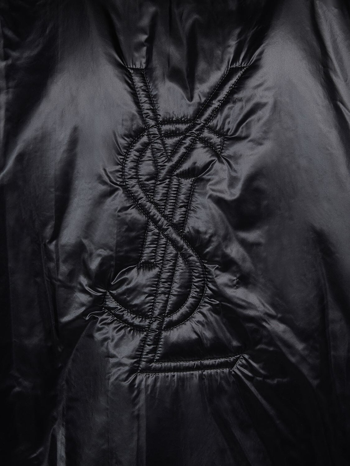 Shop Saint Laurent Cassandre Nylon Rain Coat In Black