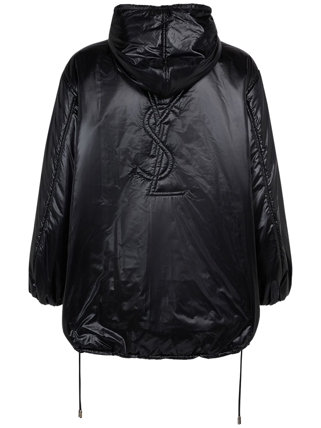 Shop Saint Laurent Cassandre Nylon Rain Coat In Black