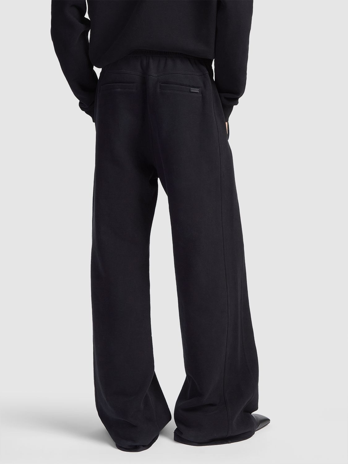 Shop Saint Laurent Straight Cotton Jogging Sweatpants In Black