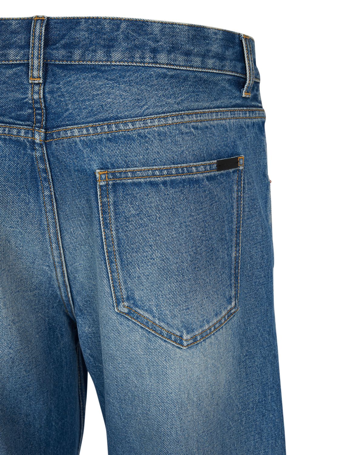 Shop Saint Laurent Baggy Cotton Denim Jeans In Blue