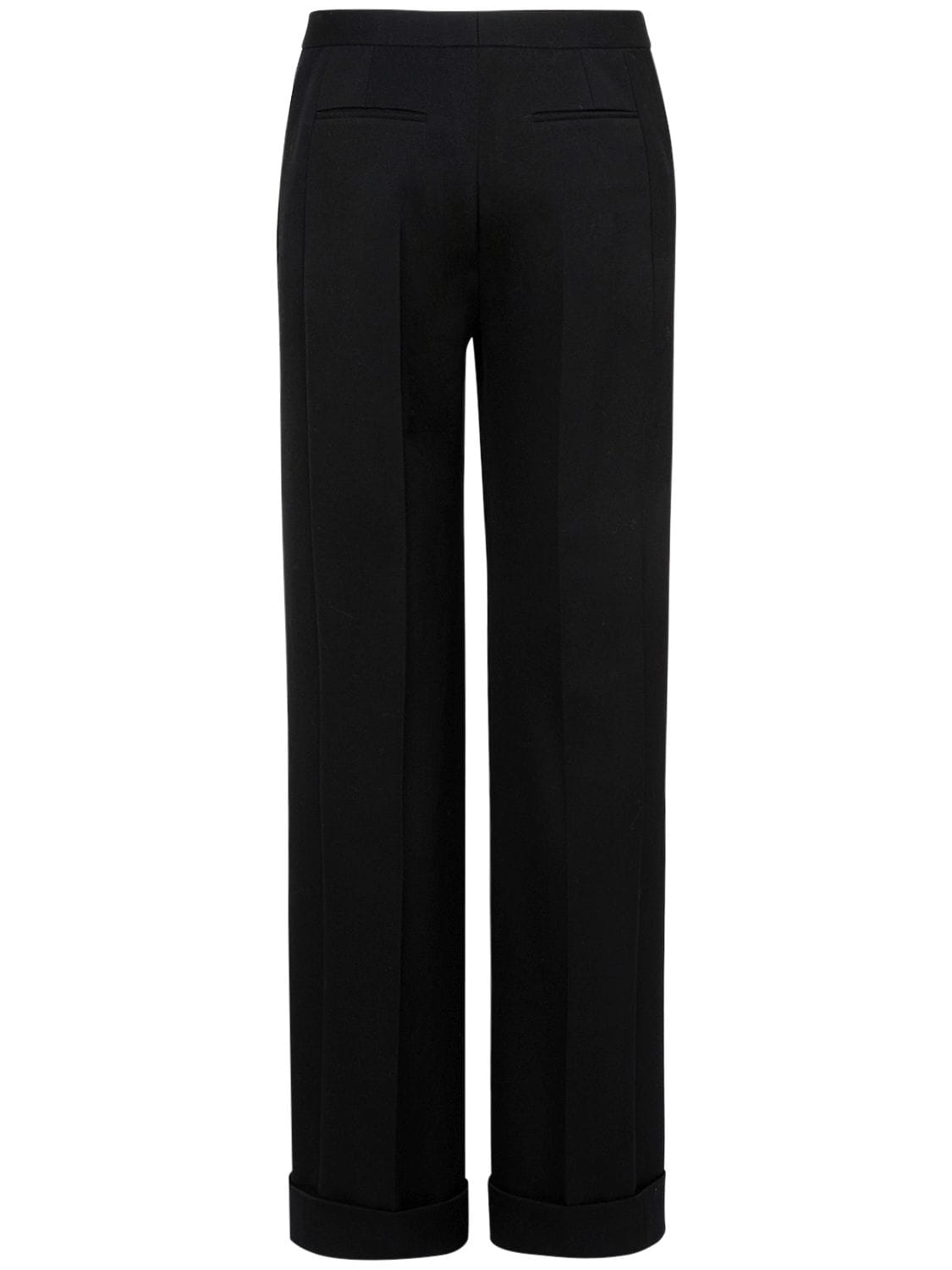 Shop Saint Laurent Wide Wool Pants In Black
