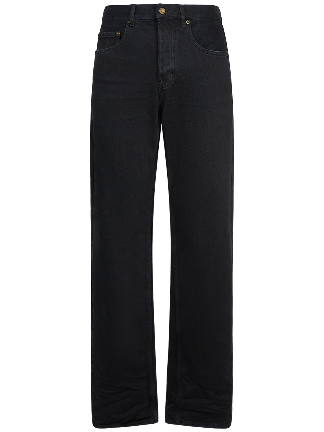 Saint Laurent Baggy Cotton Denim Jeans In Black