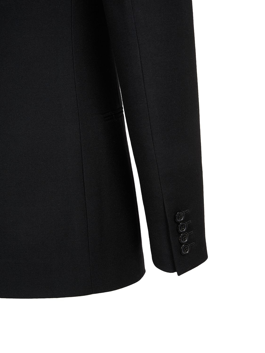 Shop Saint Laurent Gabardine Wool Blazer Jacket In Black