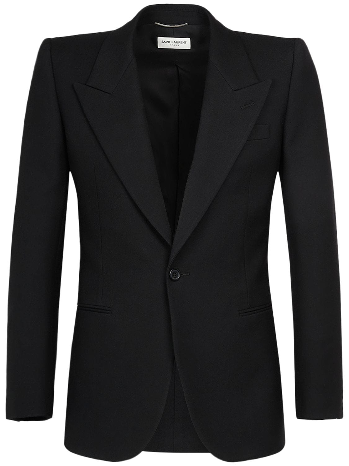 Saint Laurent Gabardine Wool Blazer Jacket In Black