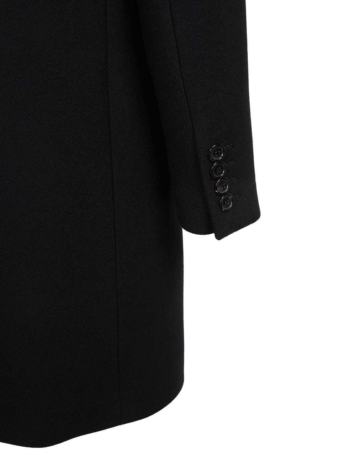 Shop Saint Laurent Diagonale 50s Wool Coat In Black