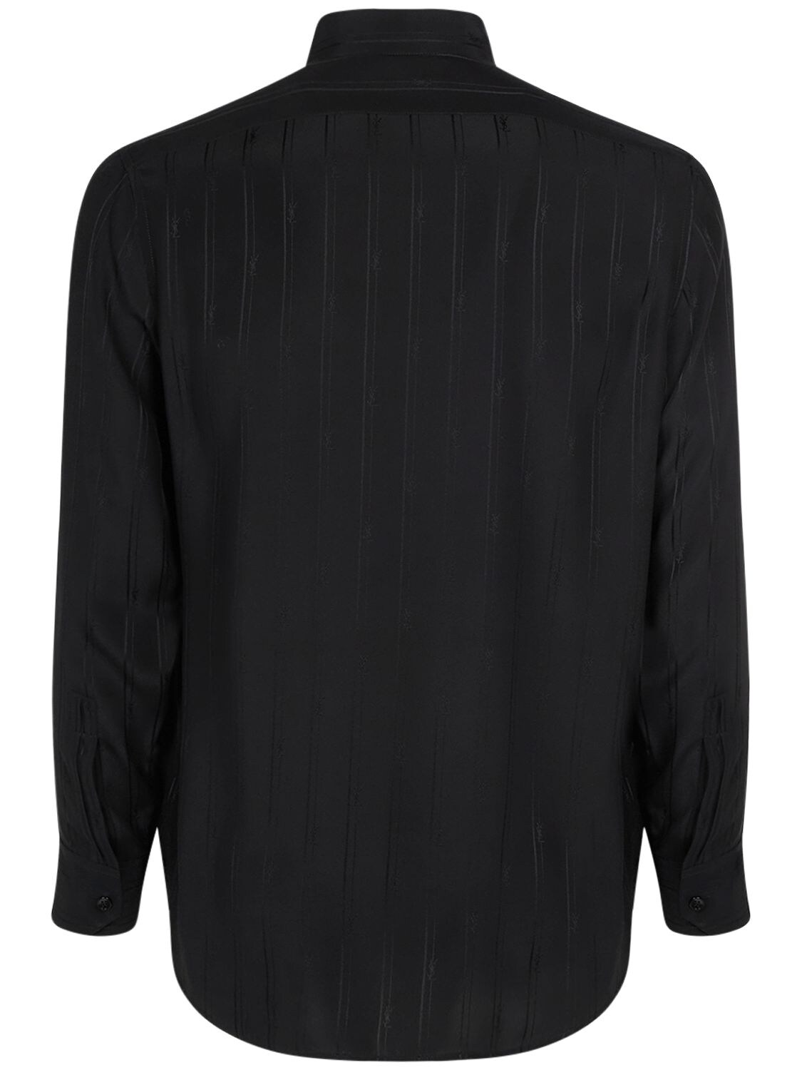 Shop Saint Laurent Cassandre Striped Silk Shirt In Black