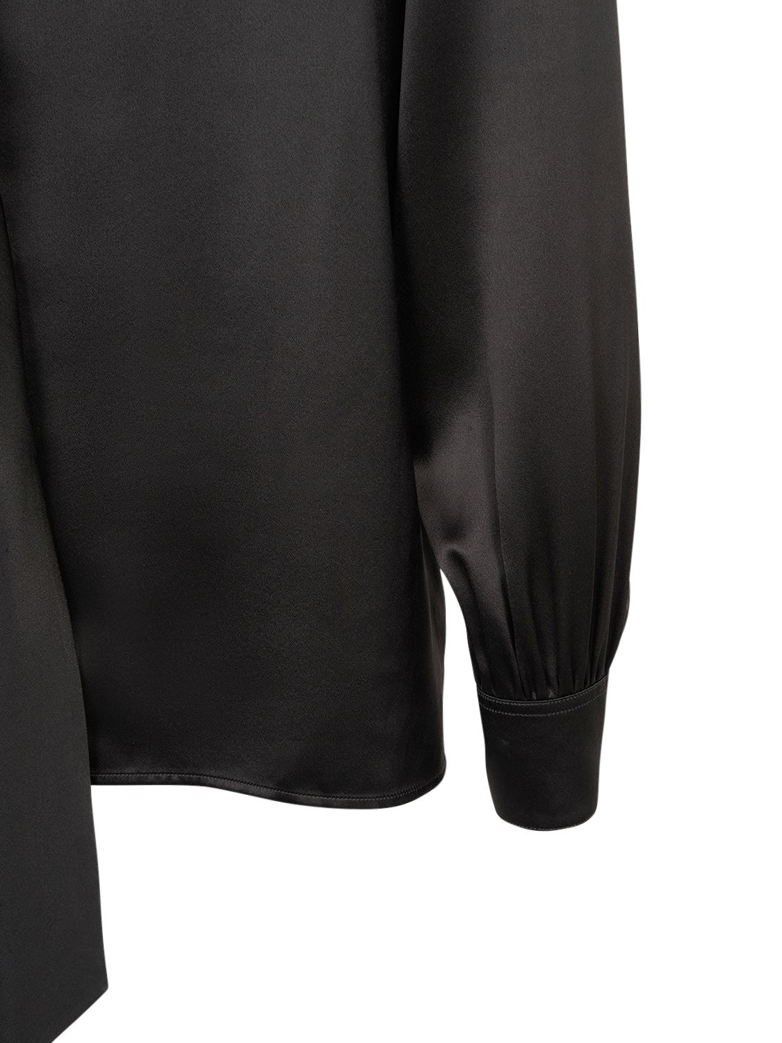 Shop Saint Laurent Heritage Lavallière Silk Shirt In Black
