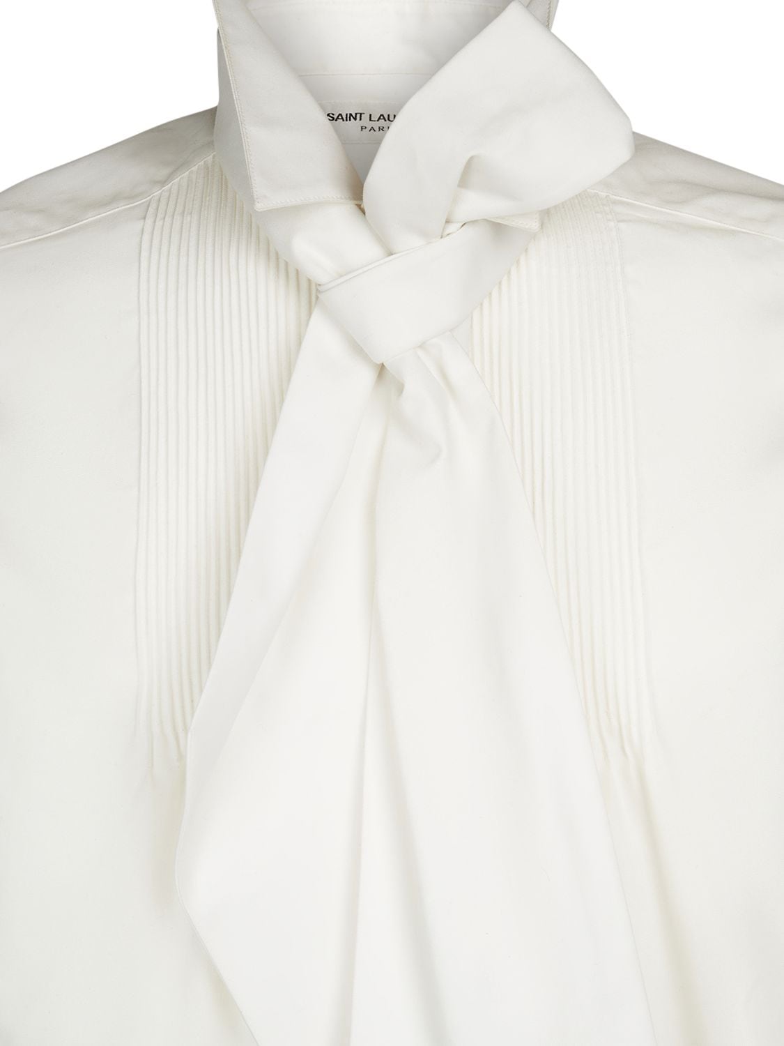 Shop Saint Laurent Lavallière Cotton Poplin Shirt In White