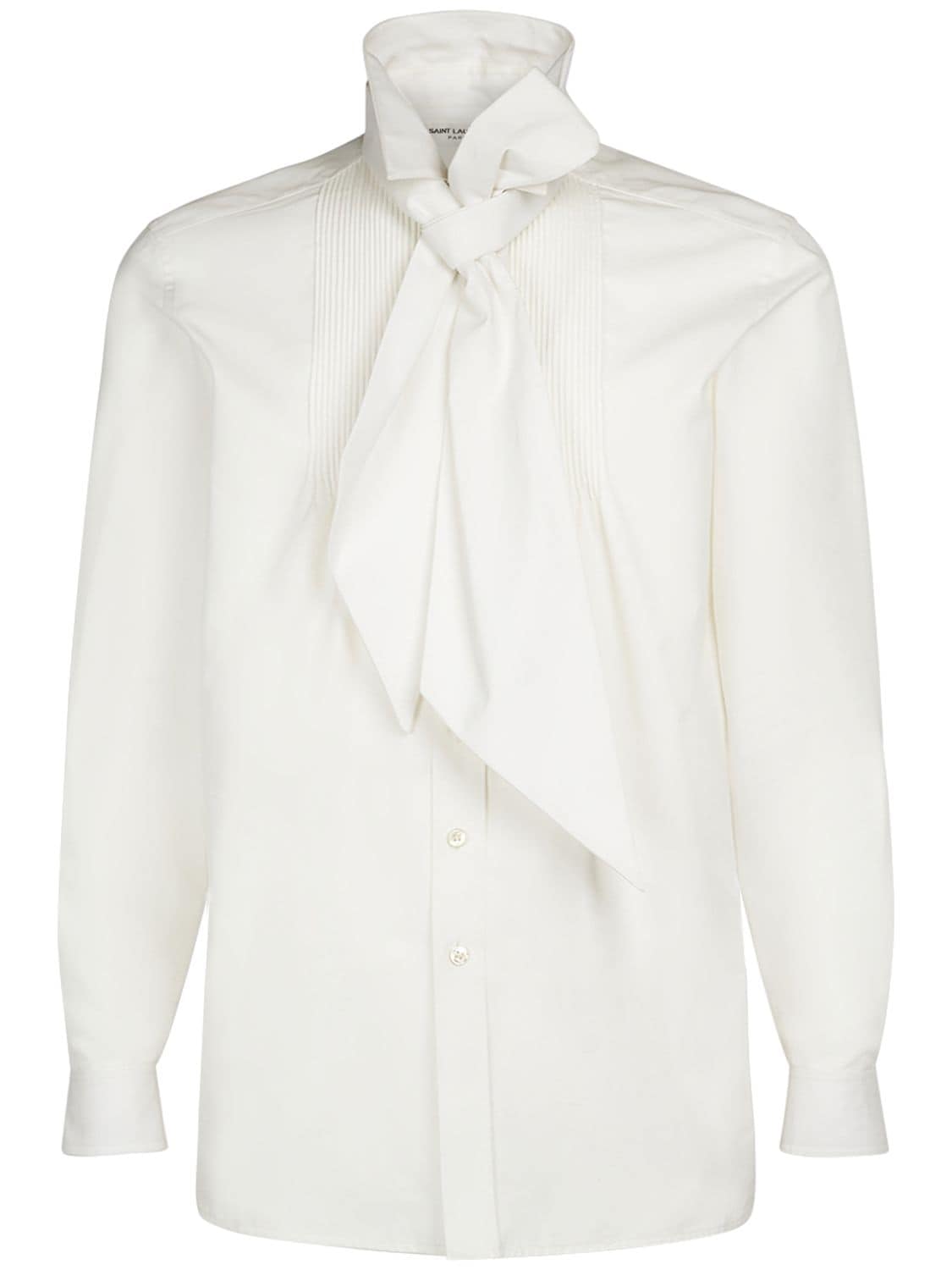 Saint Laurent Lavallière Cotton Poplin Shirt In White