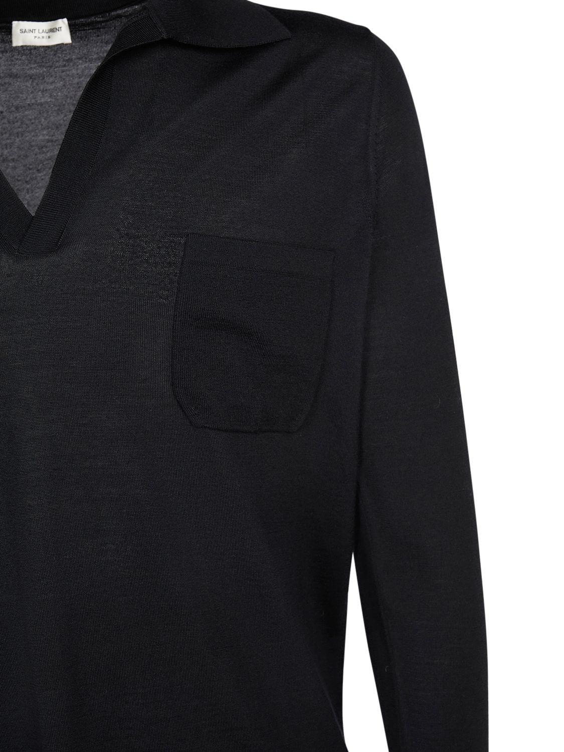 Shop Saint Laurent Wool Polo Shirt In Black