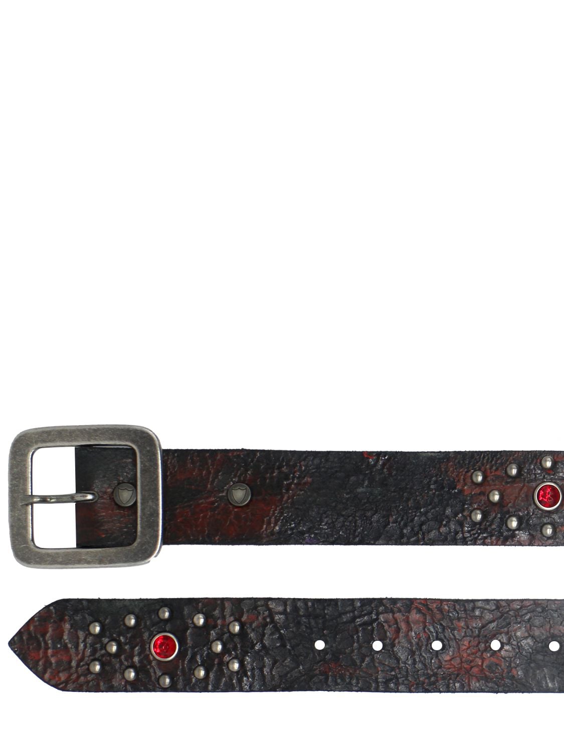 Shop Htc Los Angeles 4cm Studded Destroyed Leather Belt In Black,red