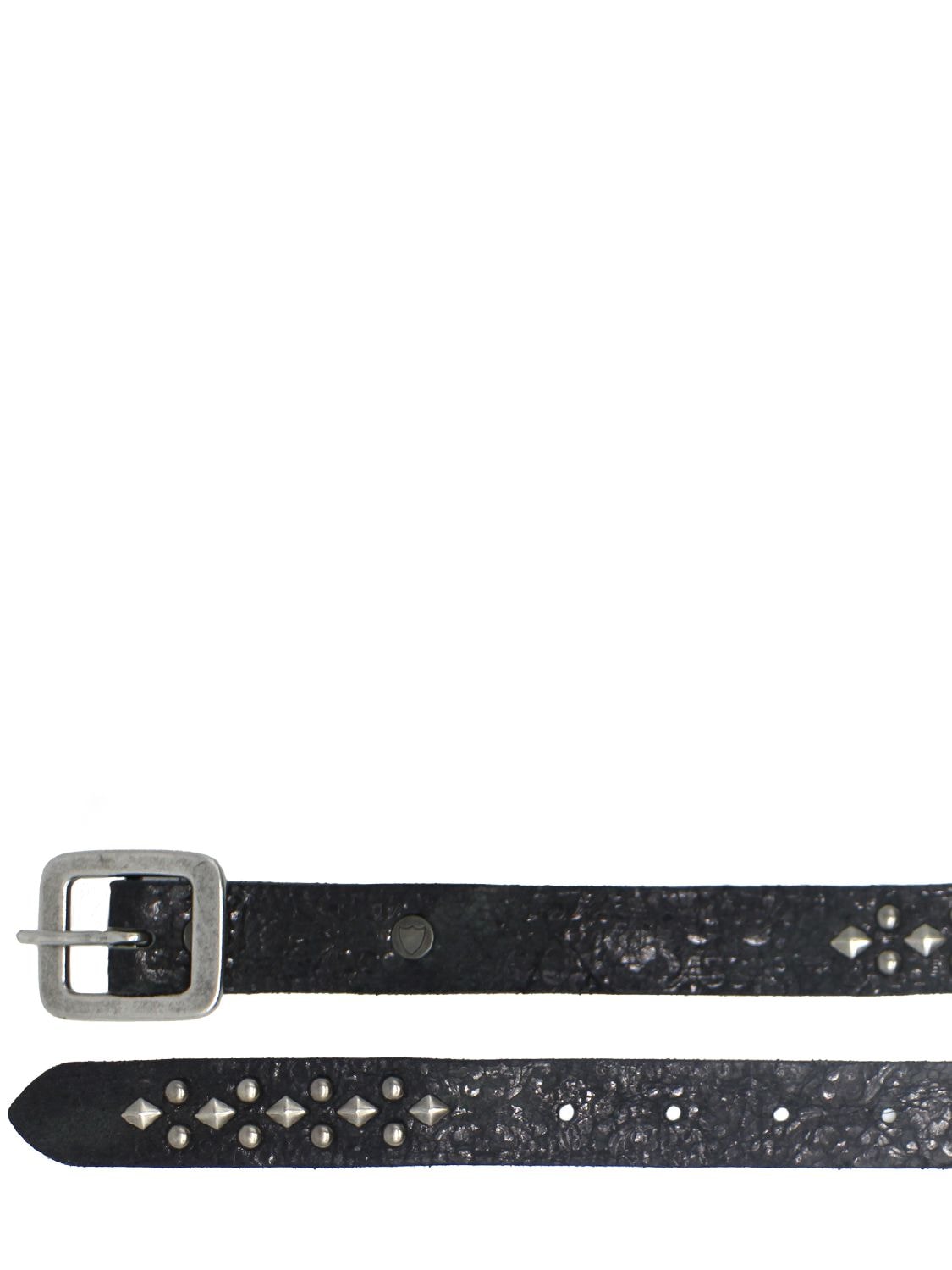 Shop Htc Los Angeles 2.5cm Studded Destroyed Leather Belt In Black