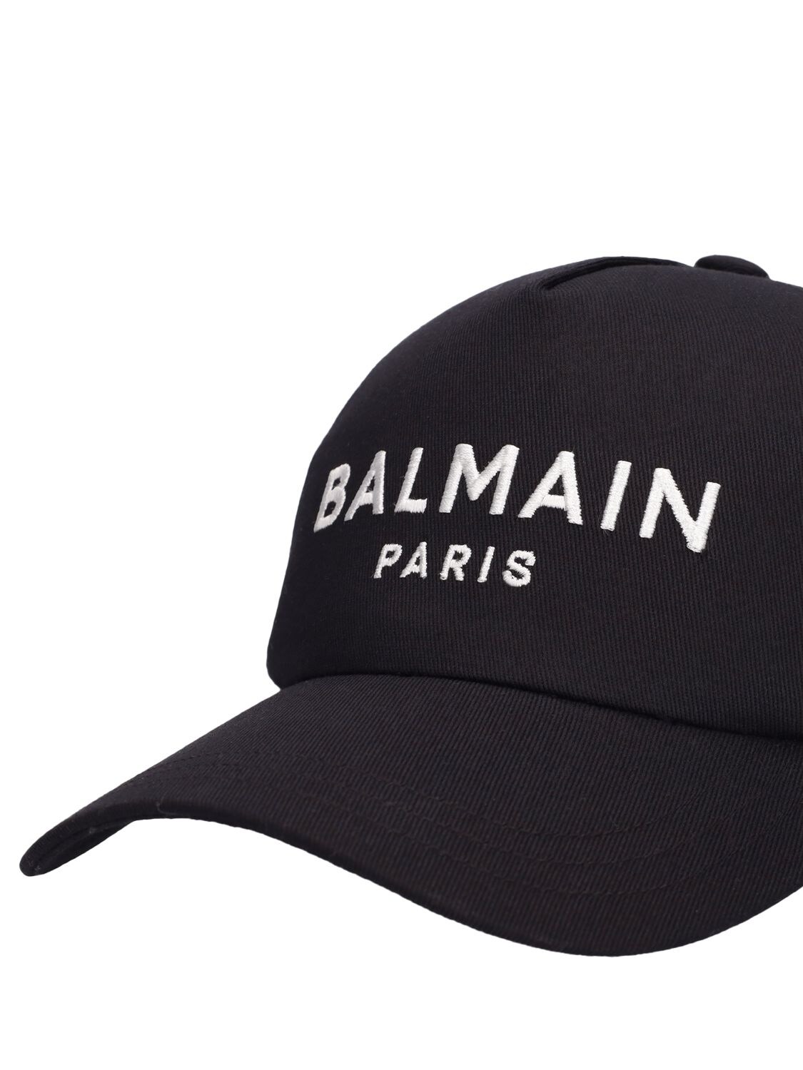 Shop Balmain Logo Cotton Baseball Cap In Black,white