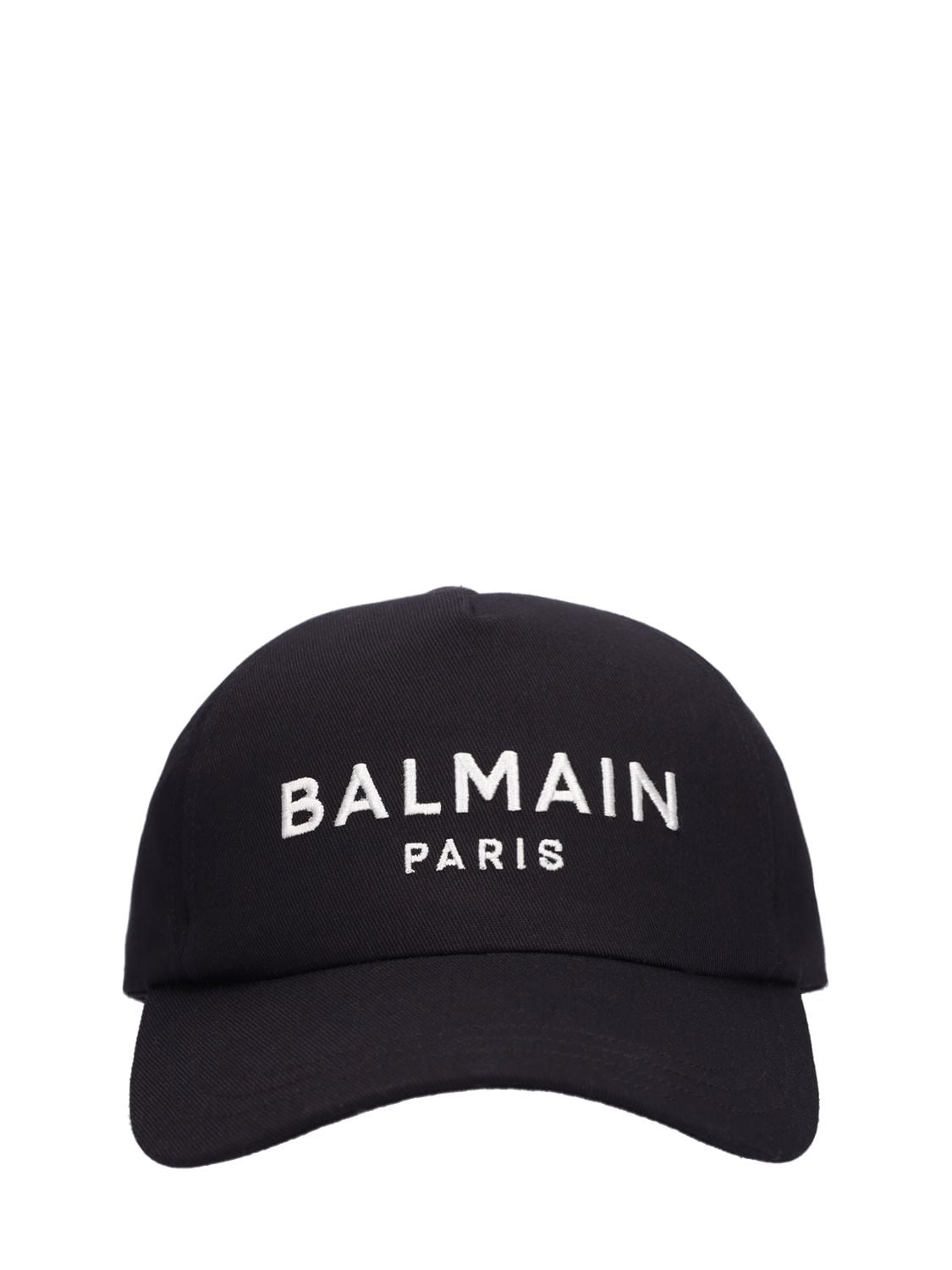 Balmain Logo Cotton Baseball Cap In Black,white