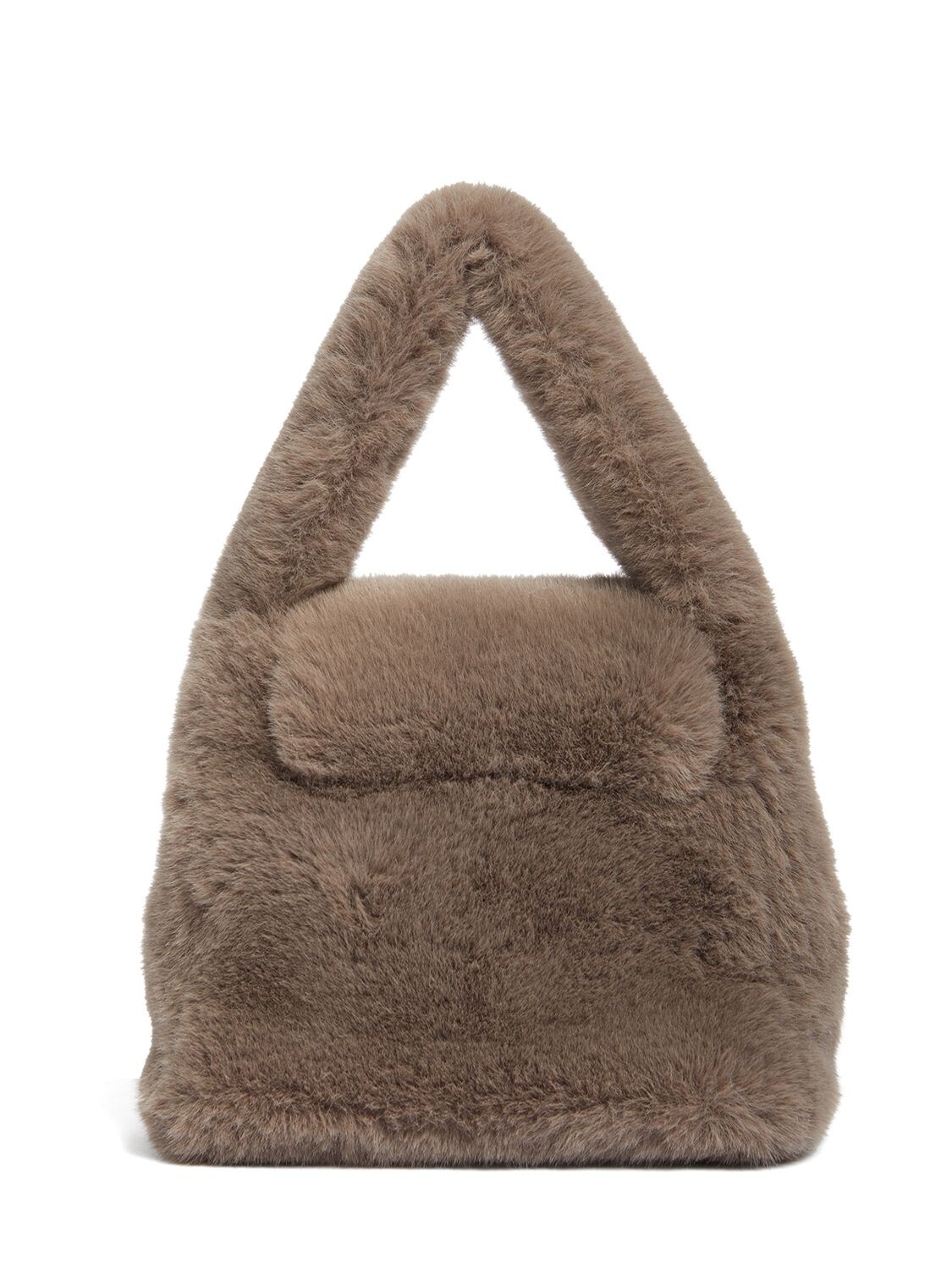 Shop Blumarine Faux Fur Top Handle Bag In Dark Olive