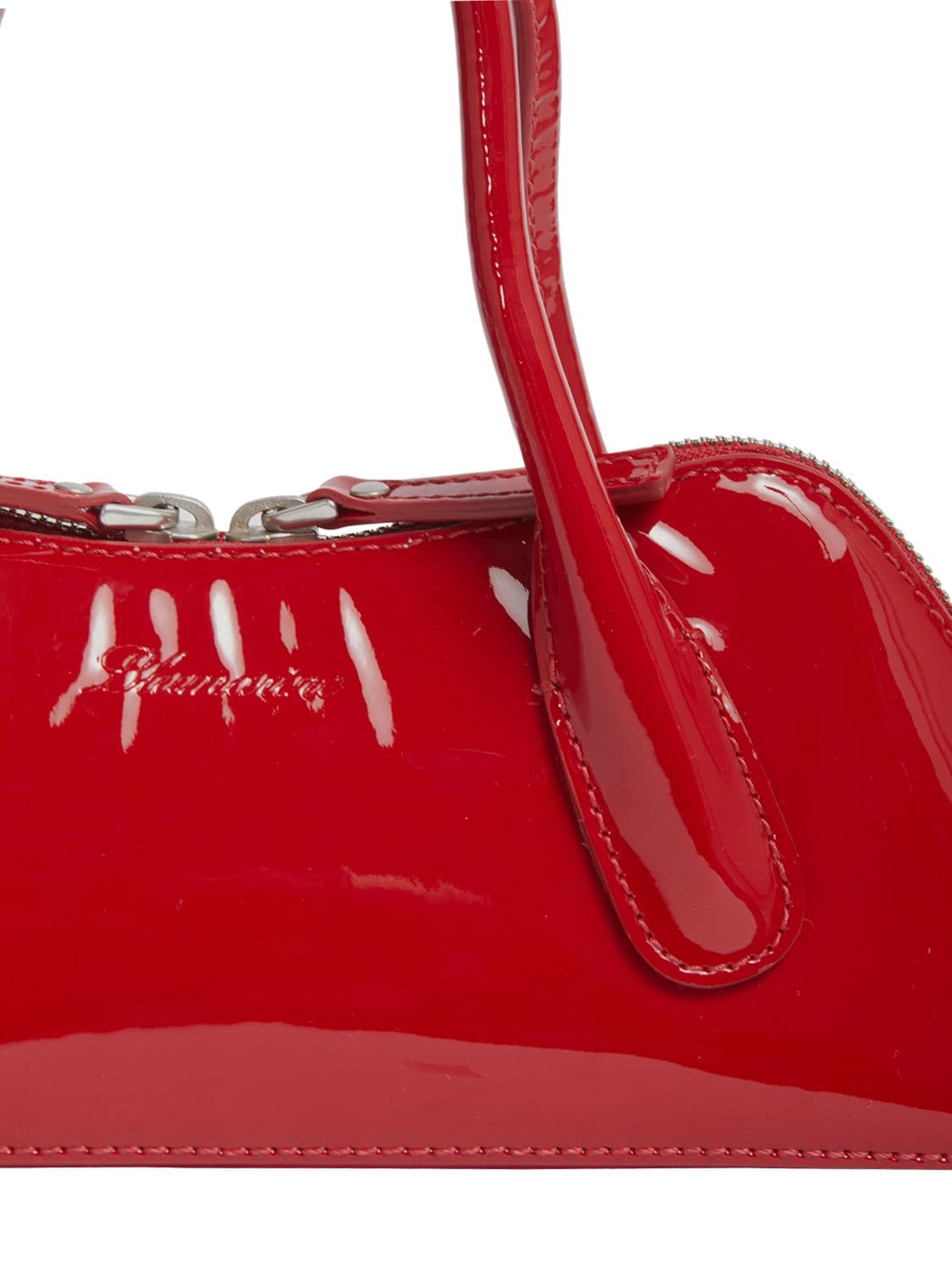 Shop Blumarine Mini Bugatti Leather Top Handle Bag In Rouge
