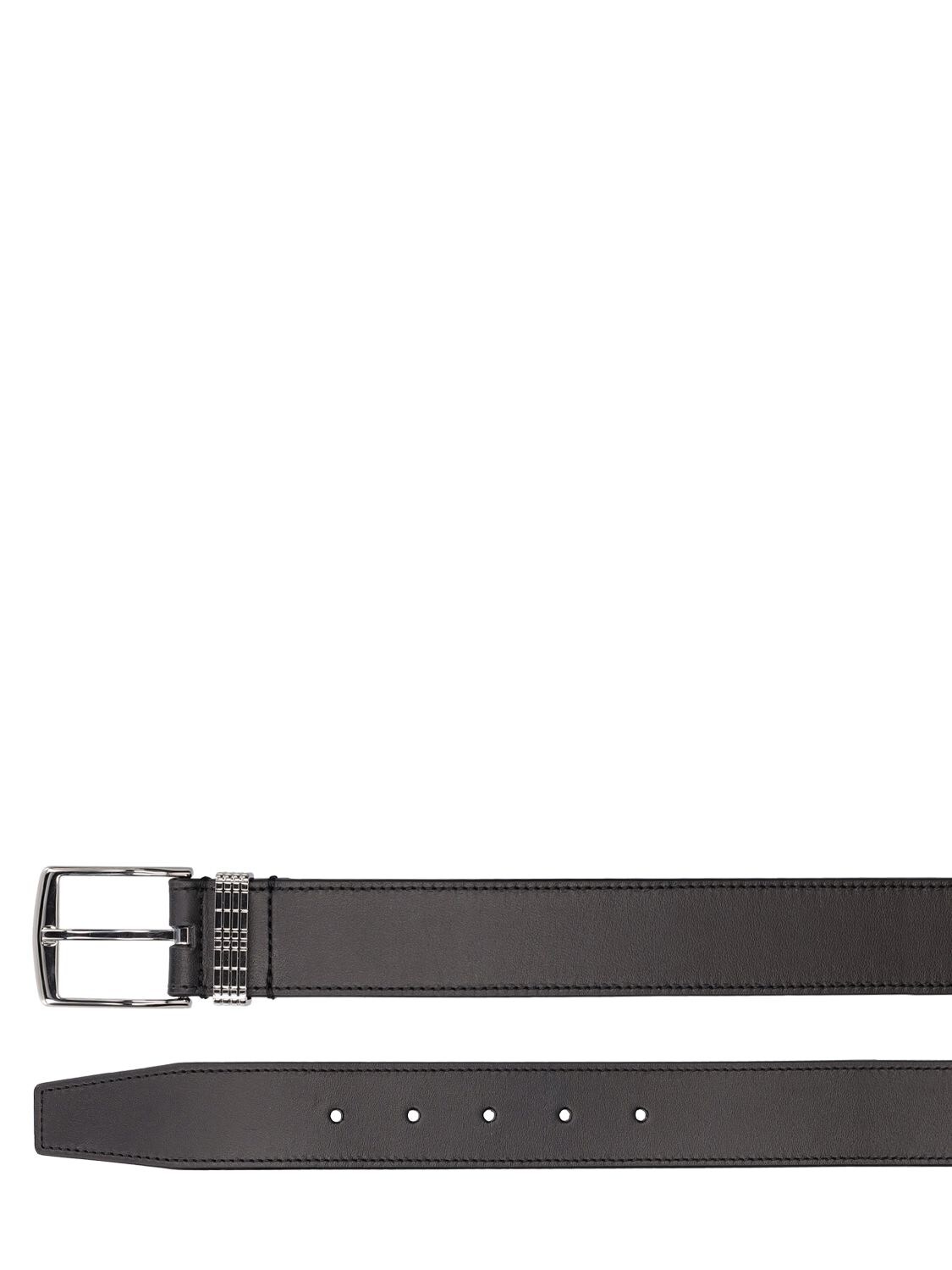 Shop Burberry 35mm Leather Belt In Black,silver