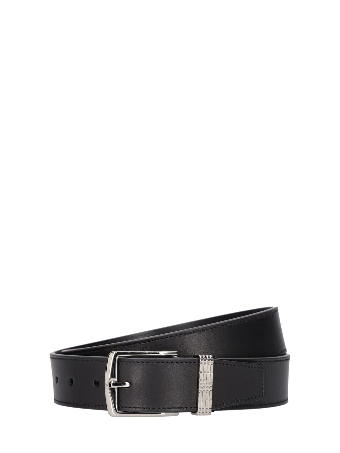 Burberry 35mm Leather Belt In Black,silver